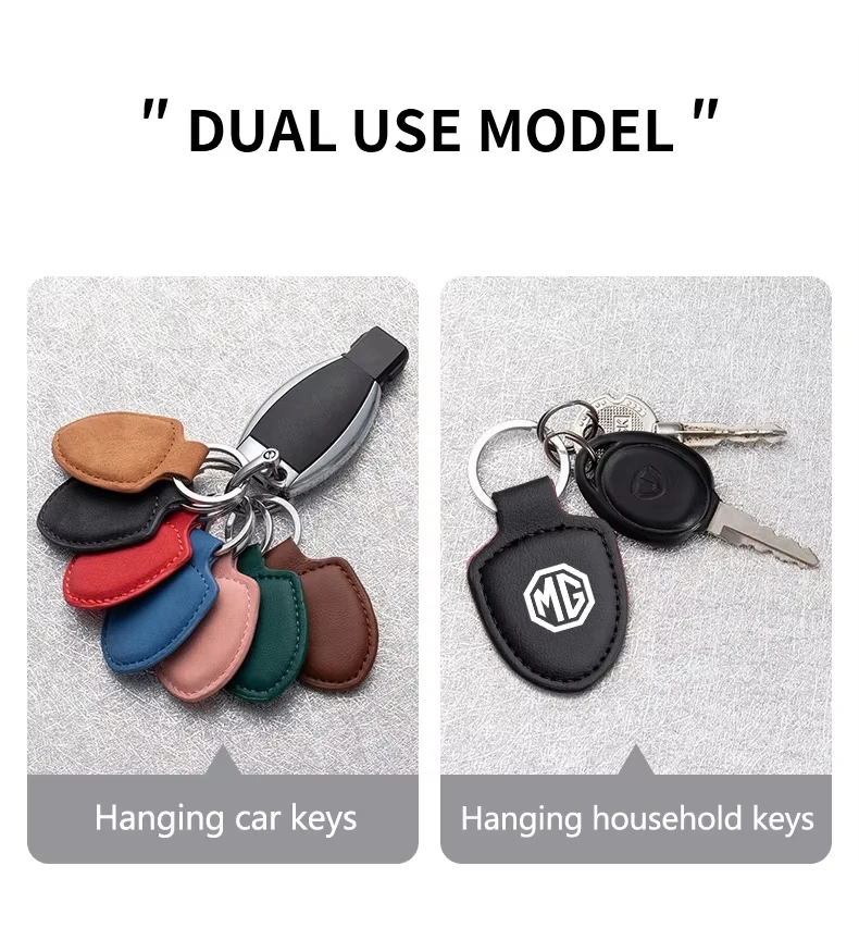 Fashion Shield Logo Leather Keychain For MG ZS MG4 EV MG5 MG HS