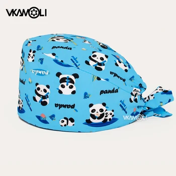 vendita all'ingrosso laboratorio Clinica berretto da lavoro panda stampa Berretto da dentista di bellezza dentale cappelli assorbenti del sudore Berretto con teschio Tappo antipolvere