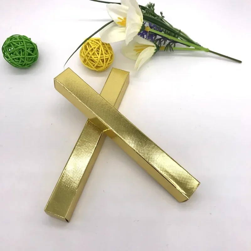 

100 шт. - 1,6x1,6x14,5 см серебряная бумажная коробка для упаковки подводки для глаз, золотая коробка для упаковки помады/карандаша для губ