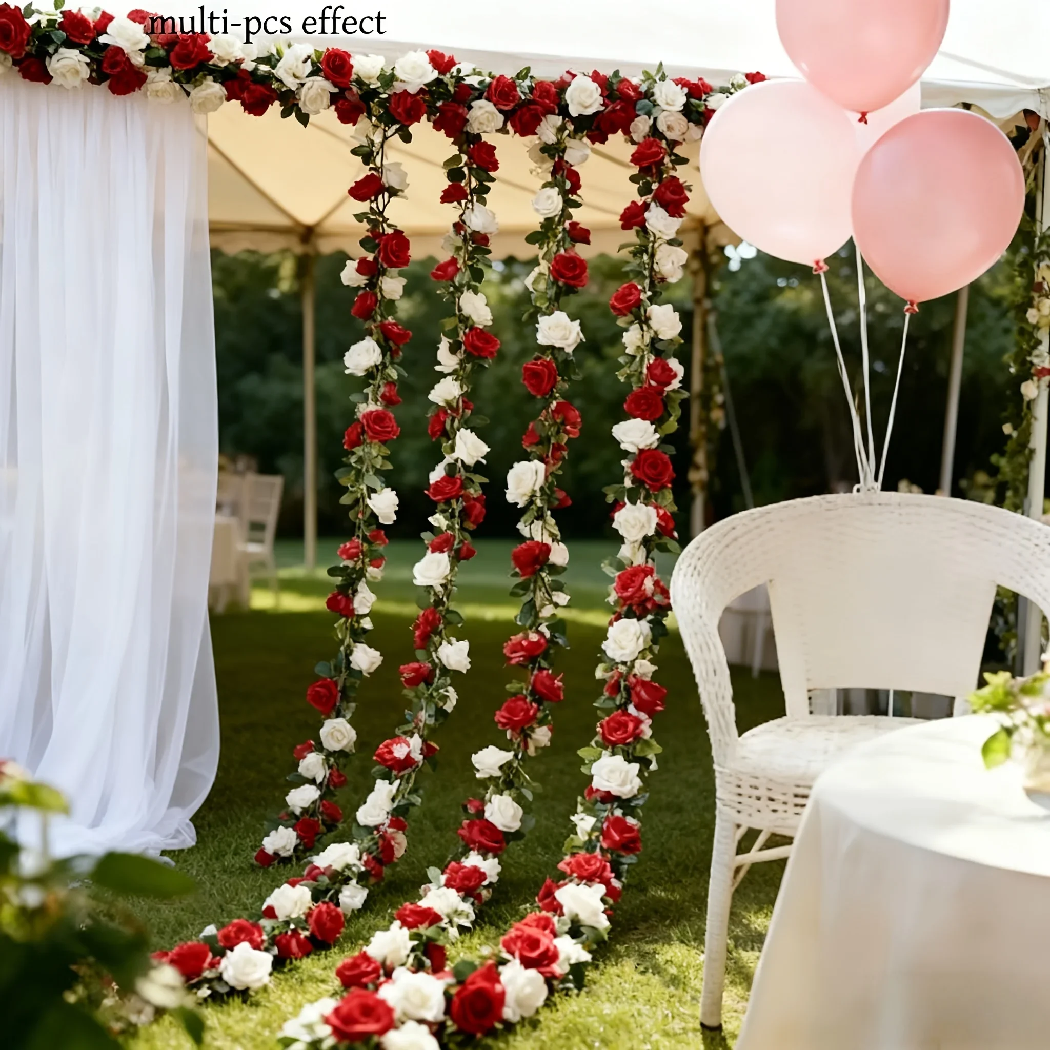 Bunte künstliche Rosengirlanden, ideal für Hochzeitsbögen, Gartenschaukeln, Treppen, Zaun-Dekoration, Innen- und Außenanwendungen. – Detail 3