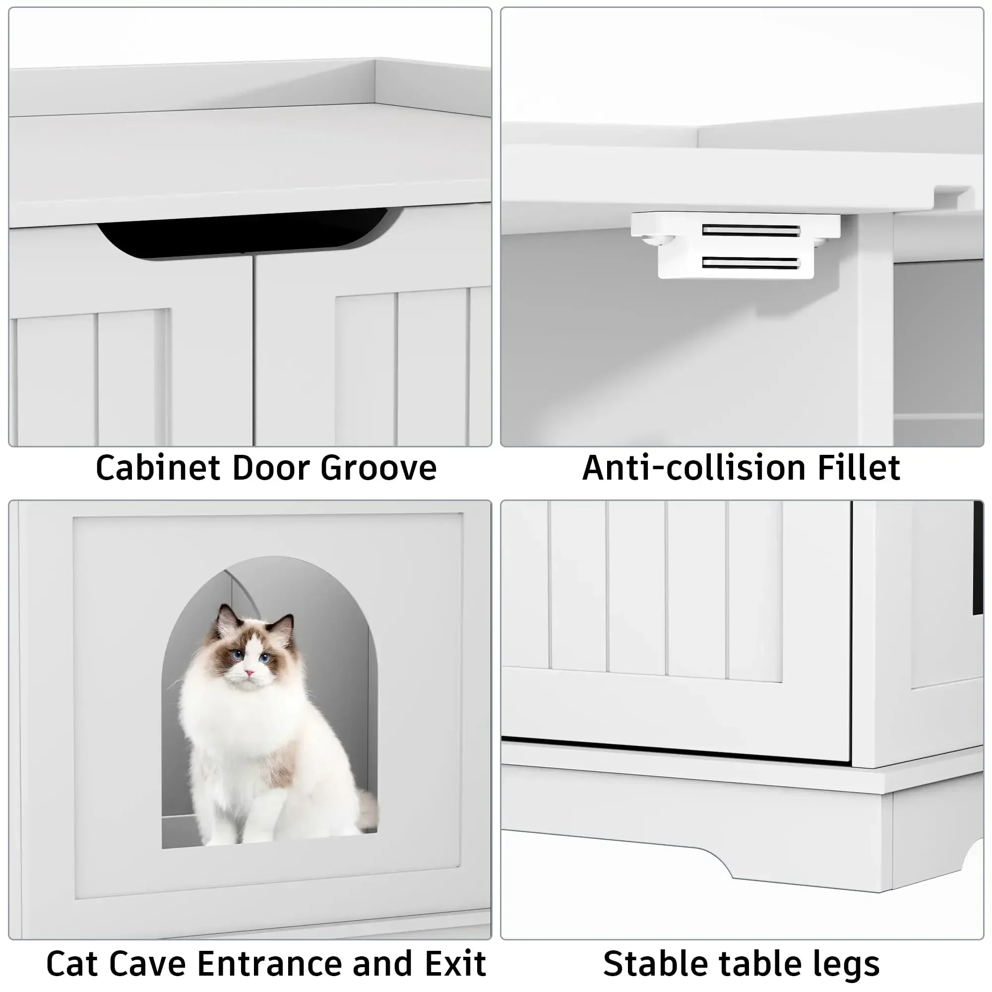 Imagem -04 - Home Bi-cat Litter Box Enclosure Cat Litter Box Móveis Escondidos Banheiro Banco de Armazenamento Pet Crate Móveis Madeira Moderna