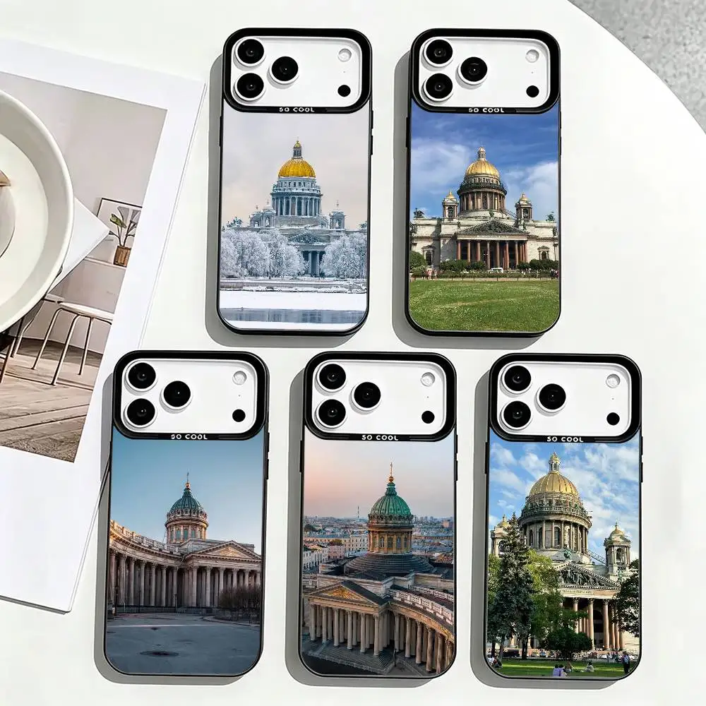 

Saint Petersburg Aesthetic Phone Case For iPhone 17,16,15,14,13,12,11 Plus,Pro Max,XS,Colorful Silver Black Cover