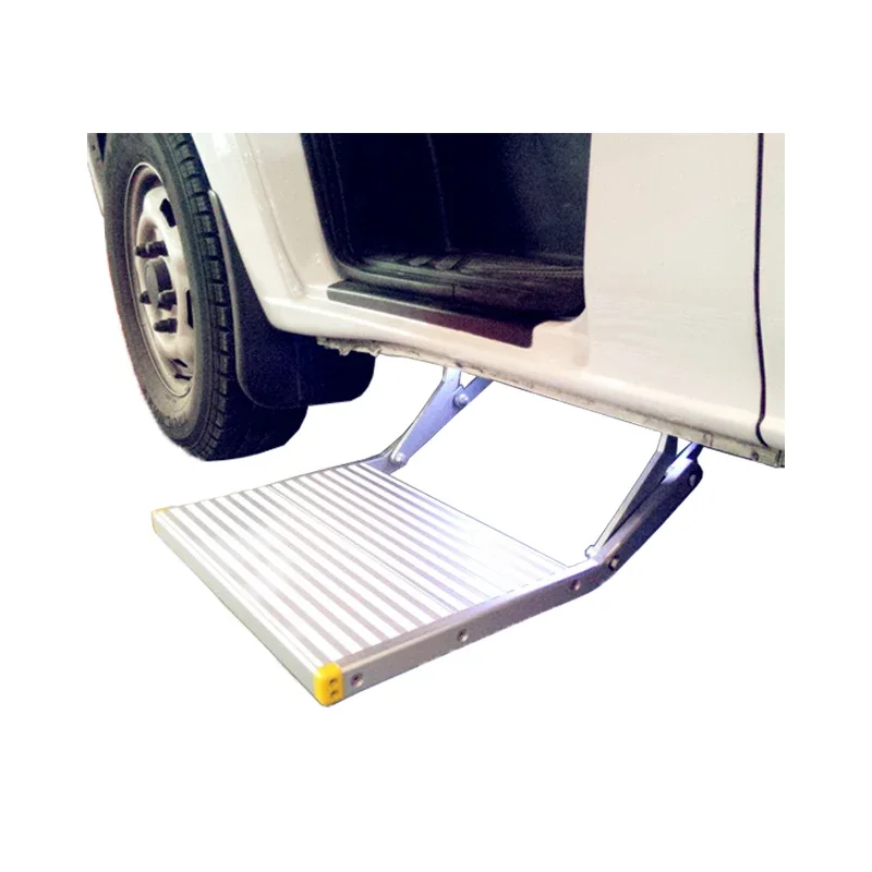 Aluminum Alloy Electric Folding Motorhome RV Step Van Camper Motorhome Caravan Side Fold Step Load 200kg Anti-Slip LED Lights