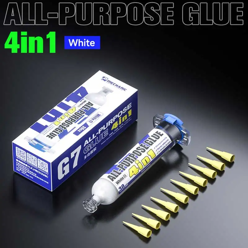 MECHANIC G7 All-Purpose Glue 30cc 10Pcs Head Mobile Phone Frame Caulking Glue Structure Adhesive Phone Edge Screen Black White