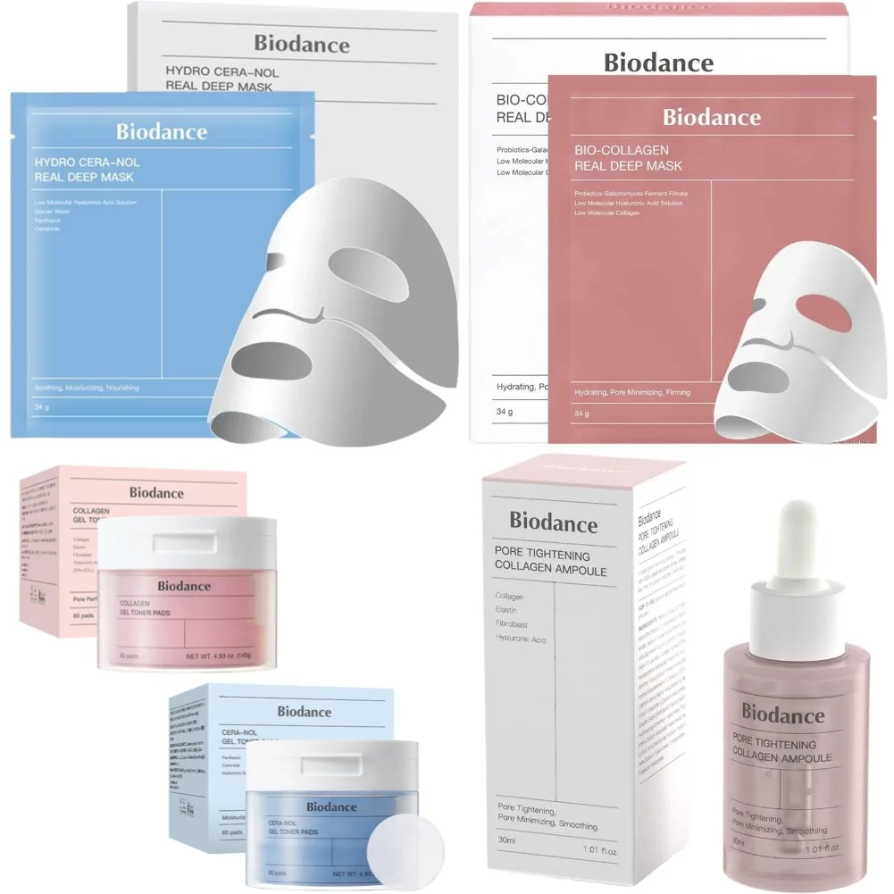 Mascarilla Facial Reafirmante y Lifting con Bio-Colágeno, Ampolla Hidratante, Esencia Calmante, Tónico en Gel, Parche, Cuidado de la Piel Original de Corea