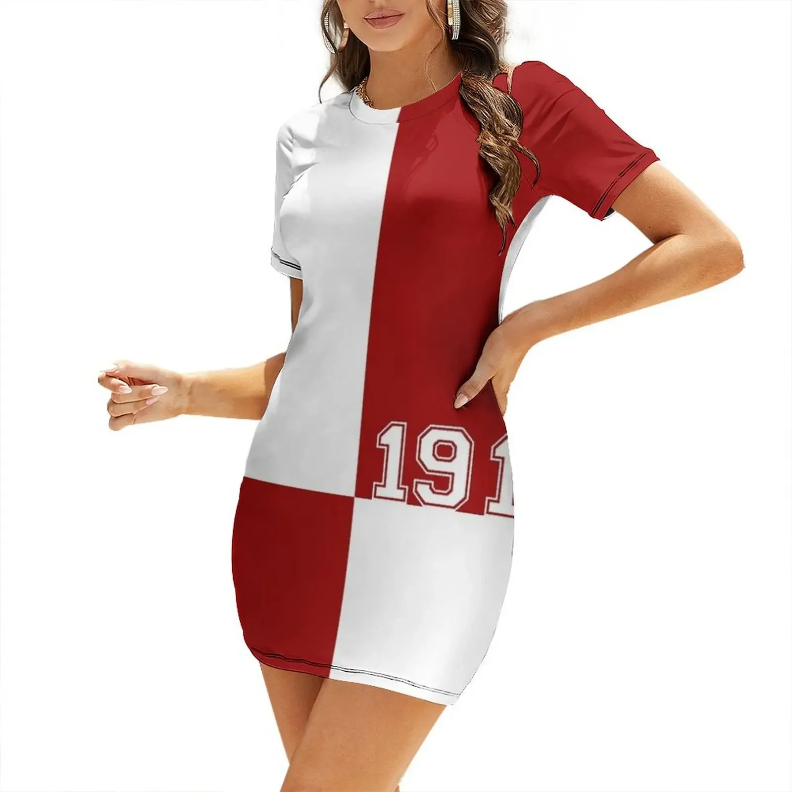 

The Crimson Block by HeavenNezCree Short-Sleeved Dress dresses summer summer dresses women 2025 elegant dresses for women Dress