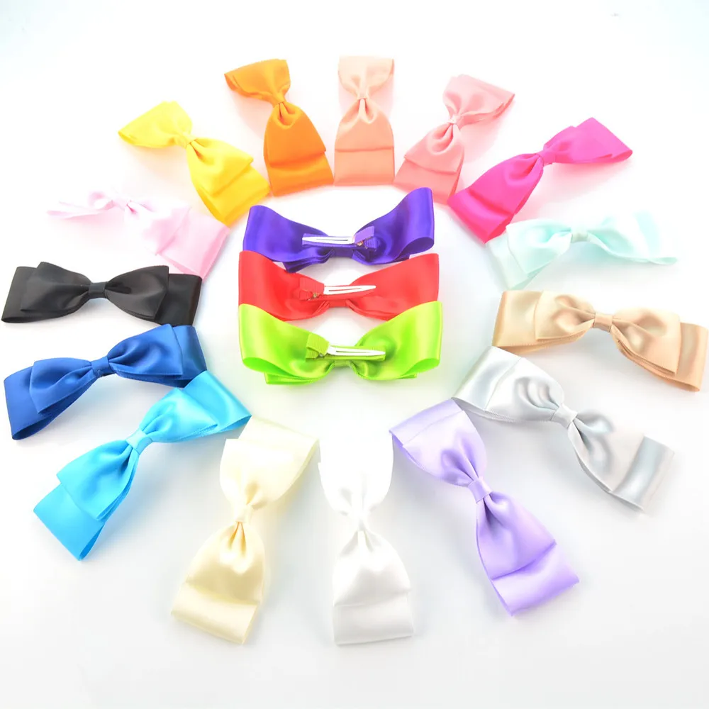 

300 Pcs Wholesale New Korean Handmade Ribbon Bow Hairpin Double Large Bow Half Pack Cloth Head Chuck Head 18 Colors