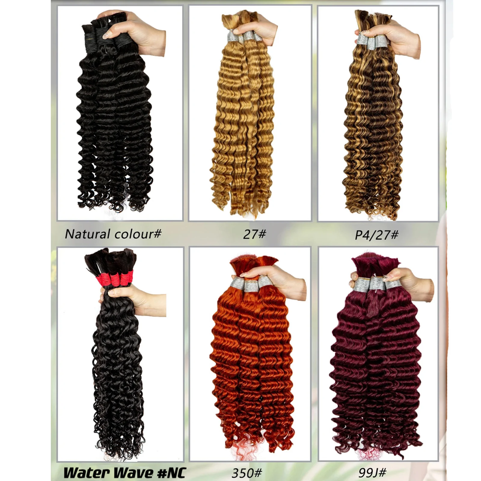 350 Ginger Boho Braids Human Hair Human Braiding Hair Human Hair Bulk Virgin Hair for Women Braiding Deep Wave Hair Bulk Hair