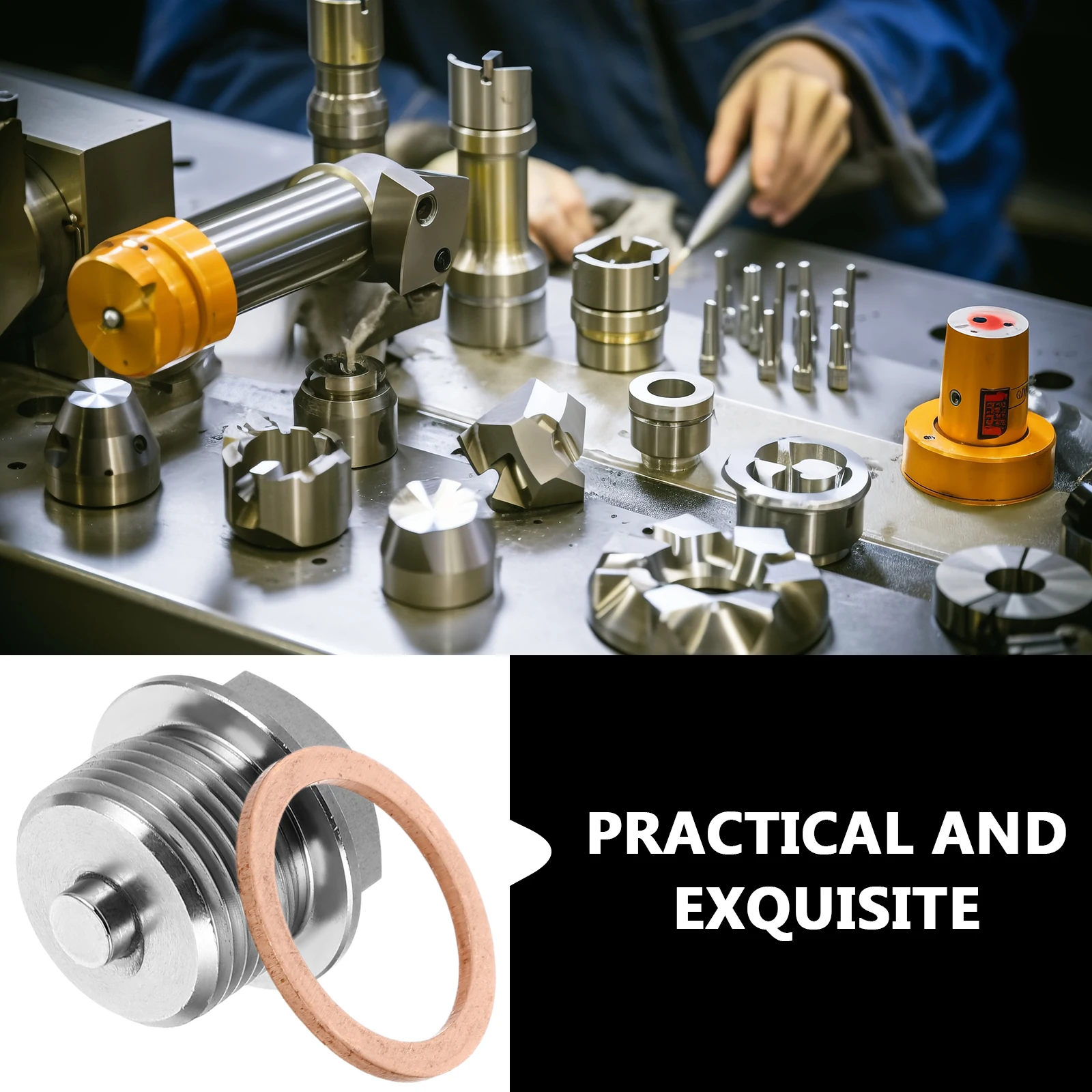 1 set Magnetic Steel Oil Drain Plug Engine Pan Bolt Leakproof Durable Strong Seal Copper Washer Transmission Engine