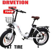 DRVETION Adult Electric Bicycle 750W High Power Motor 48V Snow Mountain Men's and Women's Off-Road Mountain Electric Bike