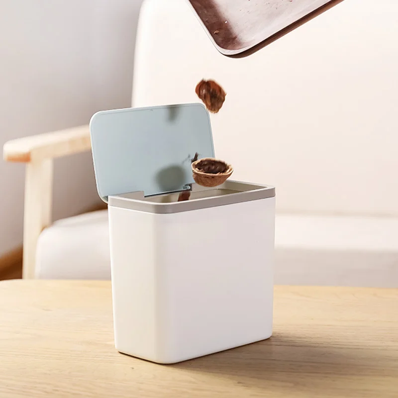 Mini  Multifunctional Trash Can Desktop Home Car Storage Bucket Accessories with Lid Garbage Bin Nordic Style Living Room Office