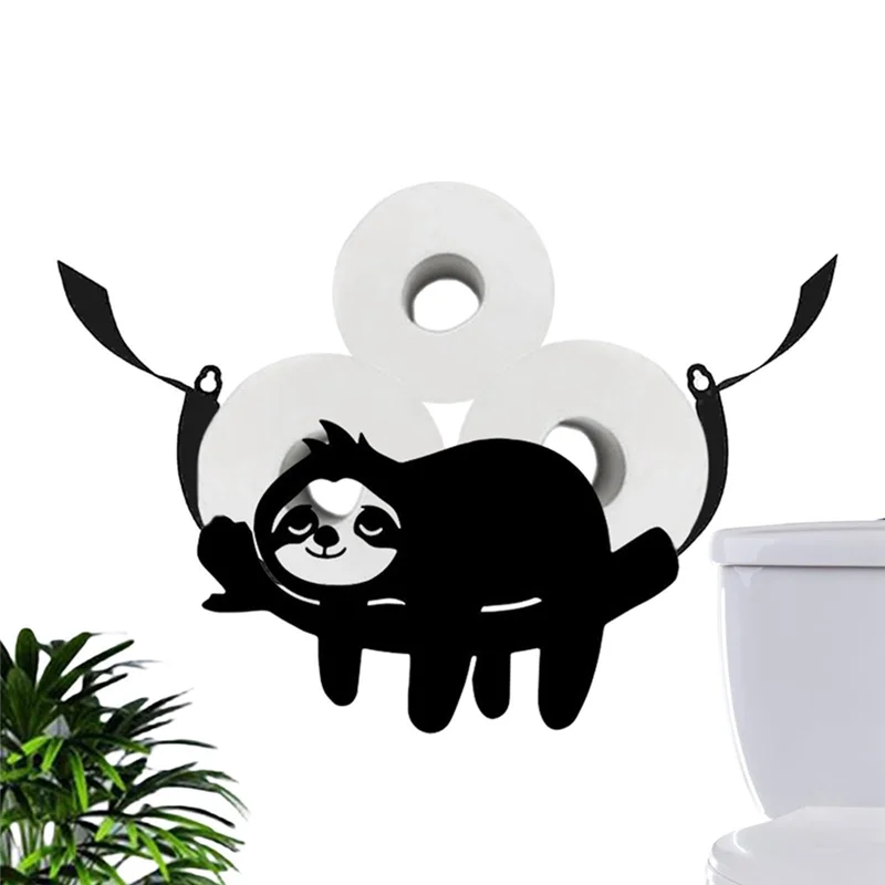 A15F-Durable Metal Sloth Toilet Paper Holder, Wall Mounted Roll Holder, Black Paper Storage, Perfect For Bathroom Decor view 5
