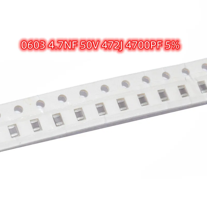 

50pcs SMD 0603 4.7NF 50V 472J 4700PF 5% NPO COG Chip High Frequency Ceramic Capacitors 1608