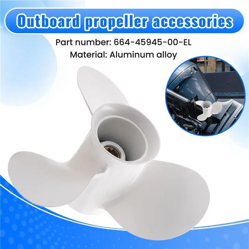 M50K-664-45945 664-45945-00-EL 9 7/8 X 10 1/2 Propeller For 20HP 30HP White 3 Blades 10 Spline Tooth R Rotation