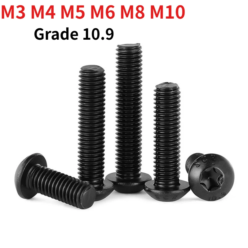 M3 M4 M5 M6 M8 M10 10.9 Grade Alloy Steel Countersunk Head Torx Screw, Black Oxide Six-Lobe Recessed Flat Head Machine Screw