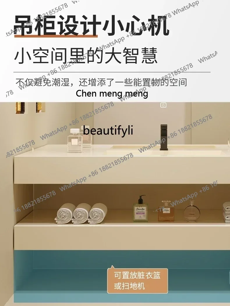 D178  double-layer rock slab integrated basin, bathroom cabinet combination ceramic seamless wash basin bathroom cabinet