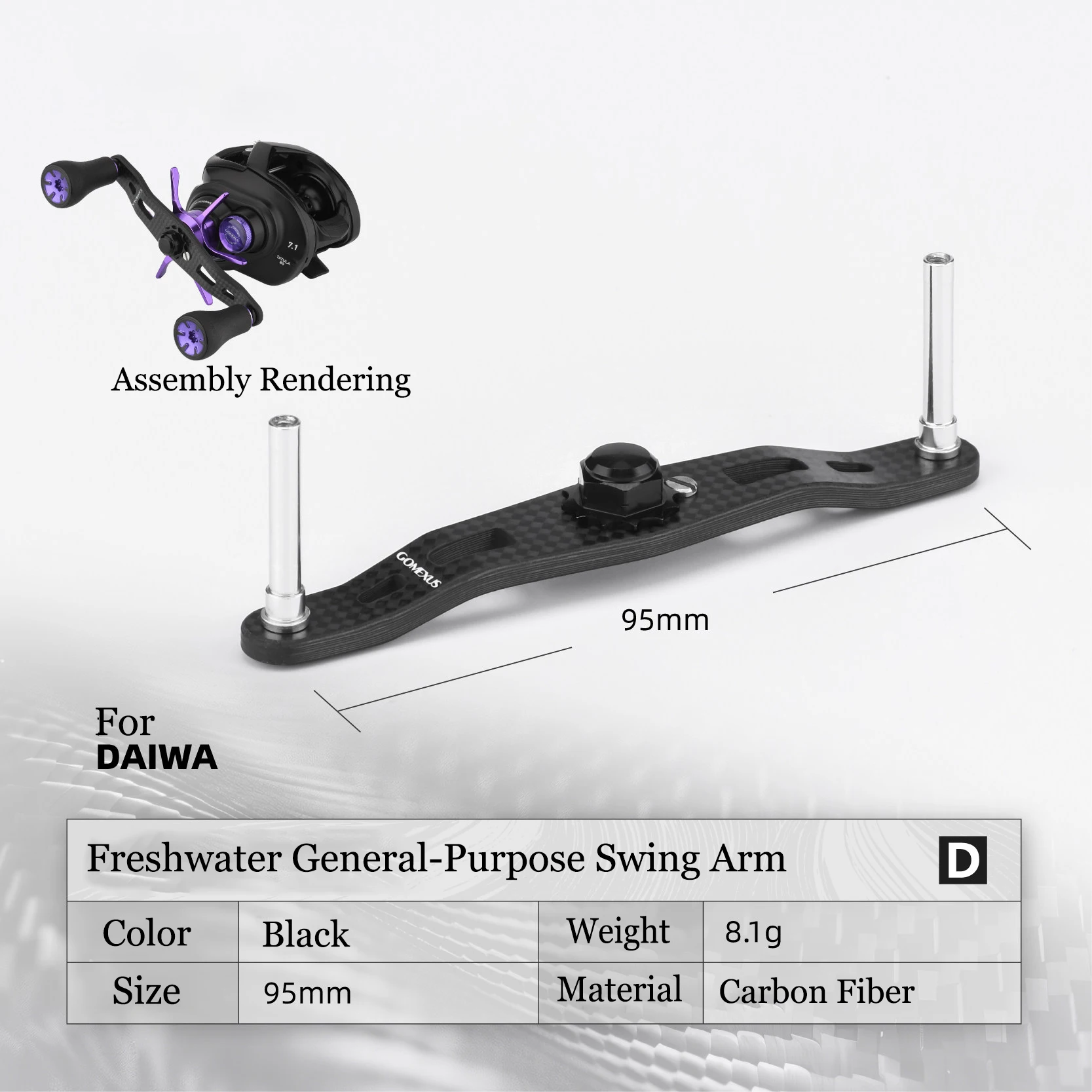 Gomexus Carbonfaser-Griff für Shimano Daiwa Angelrollen 95mm 100mm 105mm – Detail 9