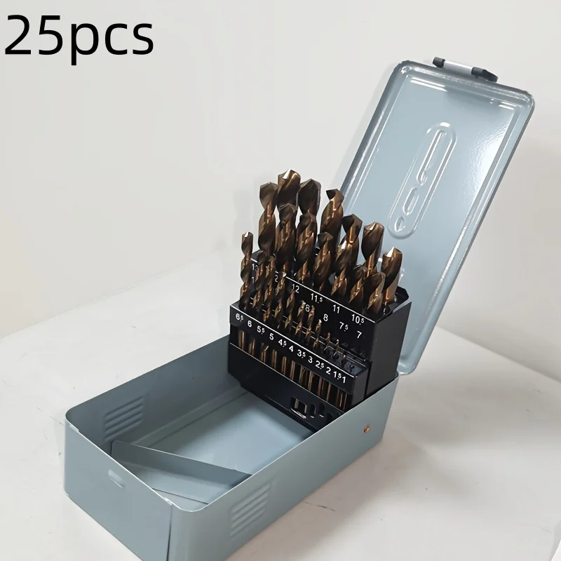 

25PCS Boxed M35 Cobalt Drill Bit Set, Metric 1–13mm, 135° Split Point for Stainless Steel, Metal & Wood Drilling
