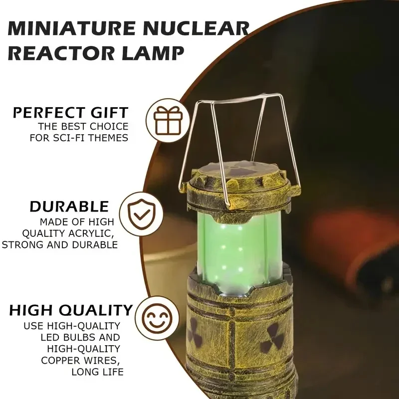 Apocalyptic Barrel Glow Lantern Green LED Night Light Vintage Distressed Decor Halloween Prank Desktop Ornament Cool Adult Gift
