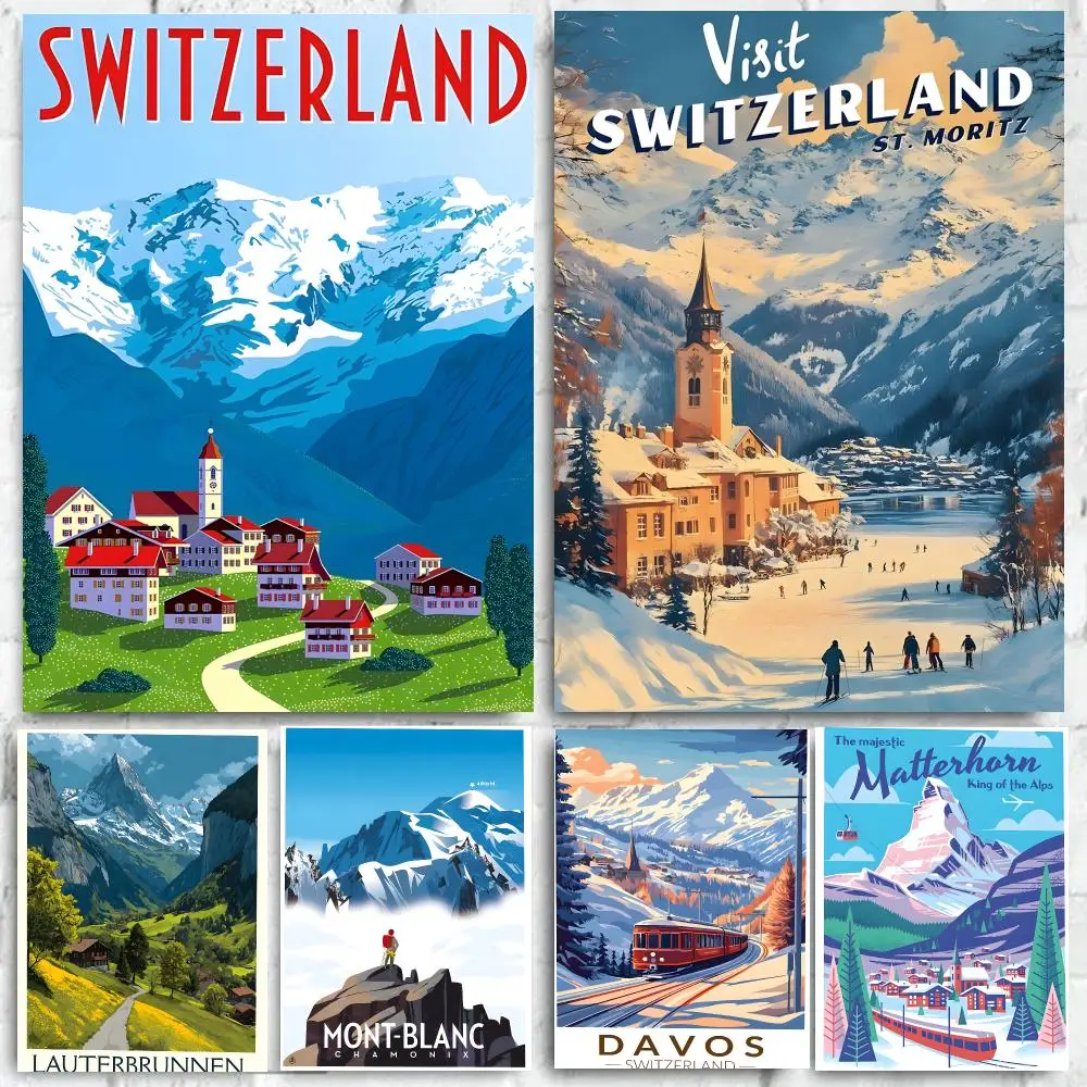 Landscape Swiss Alps Poster High-quality wall art posters, suitable for home offices, bedrooms, and living rooms.