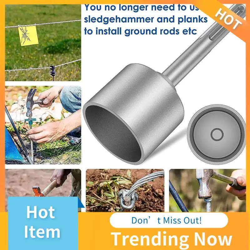 

SDS Plus Ground Rod Driver For Rotary Hammer Drills Metal , Ground Rod Bits Driver Socket For GBH-3-28 GBH2-26 Silver (21Mm)
