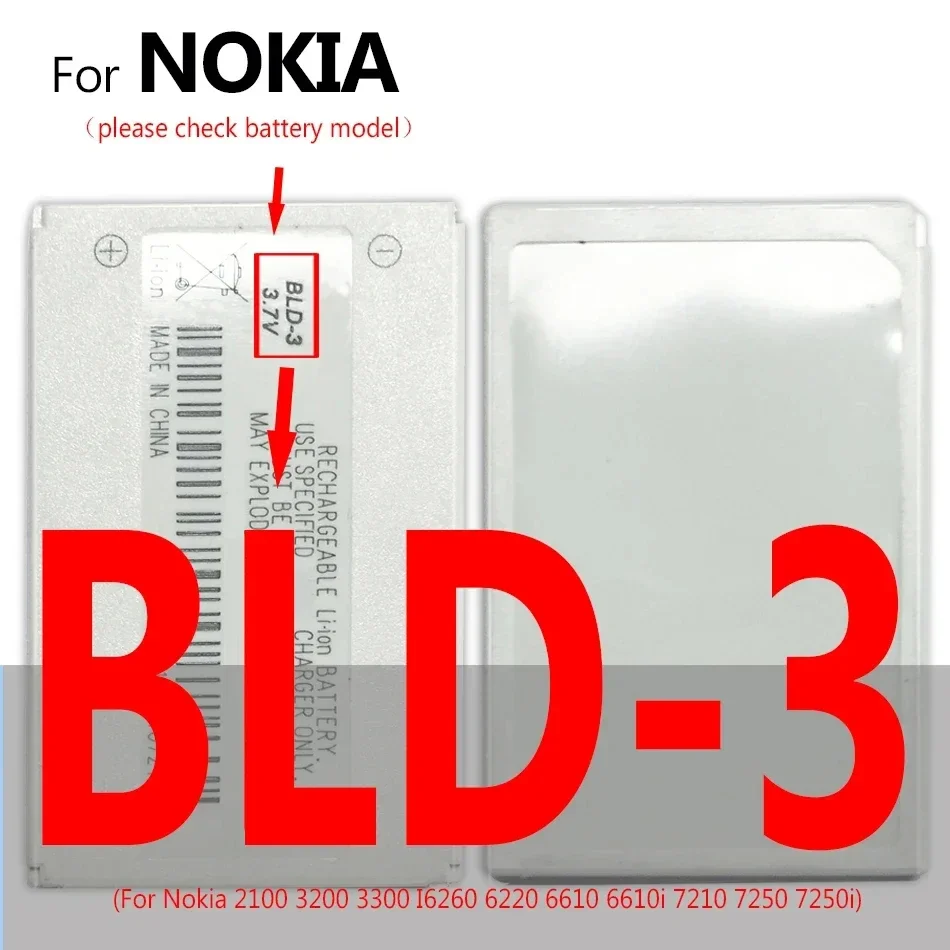 BLC-2 BLB-2 BLD-3 BL-4C BL-5C Batteria Per Nokia 1200 2100 3200 3300 6220 6610 7250 3310 3330 3410 3510 5510 3530 3335 BLD 3