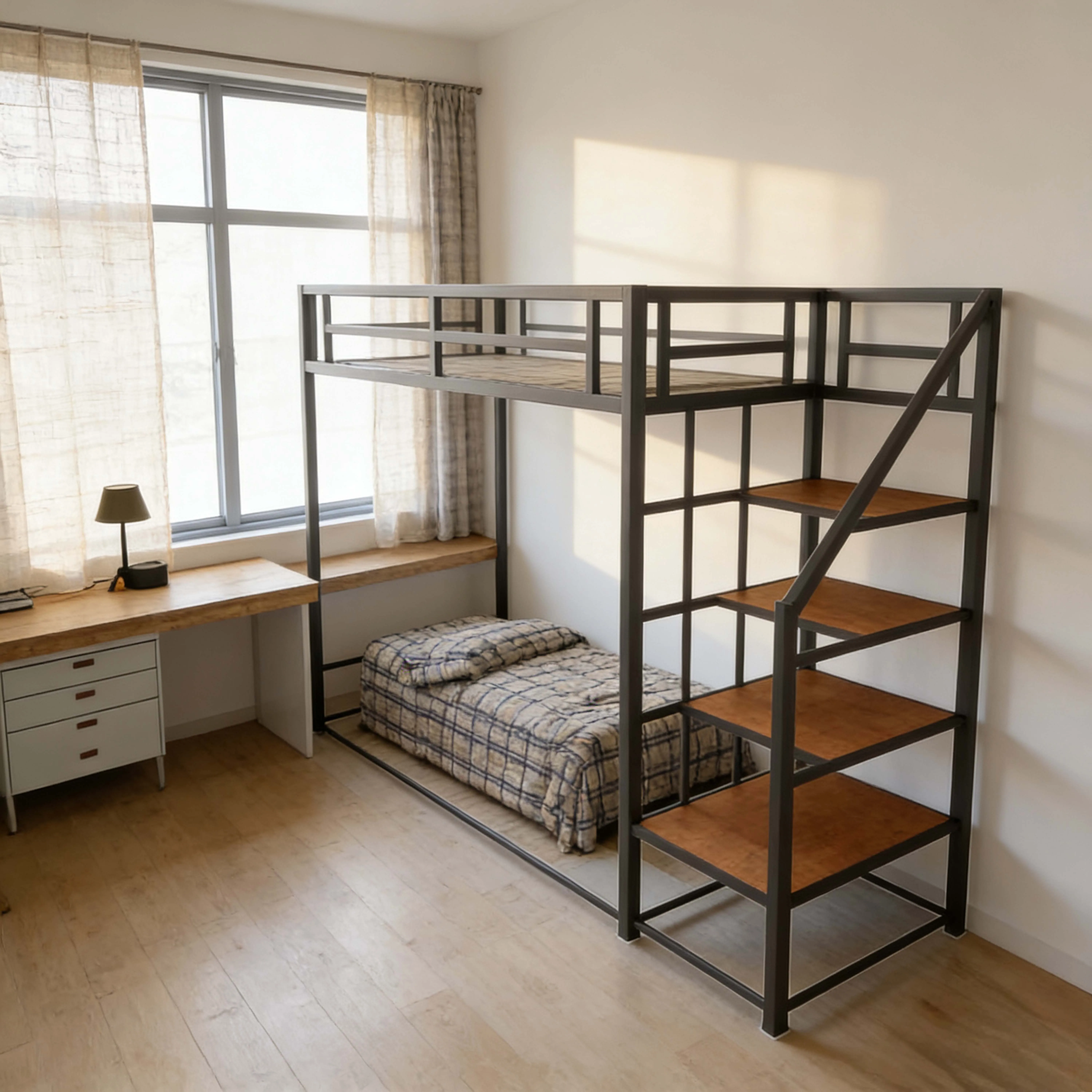 

Современная металлическая кровать-чердак для студенческих общежитий, корпоративных апартаментов и университетов