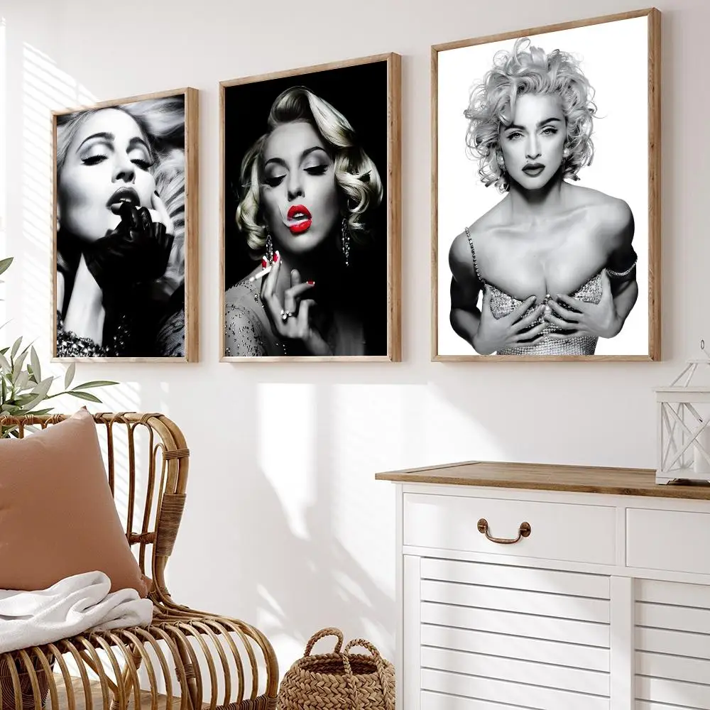 1980s Madonna Self-adhesive Poster Fancy Wall Sticker for Living Room Bar Vintage Decorative Aesthetic Painting Gaming Boy Room