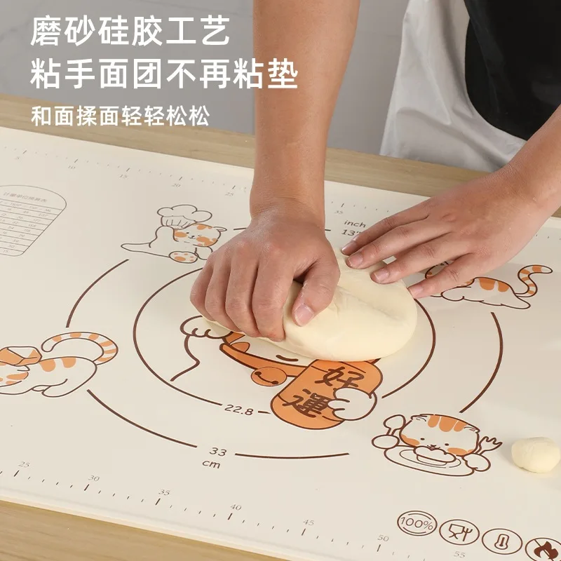 Food grade silicone kneading pad with enlarged, thickened, and heavier rolled dough and cartoon pattern silicone pad