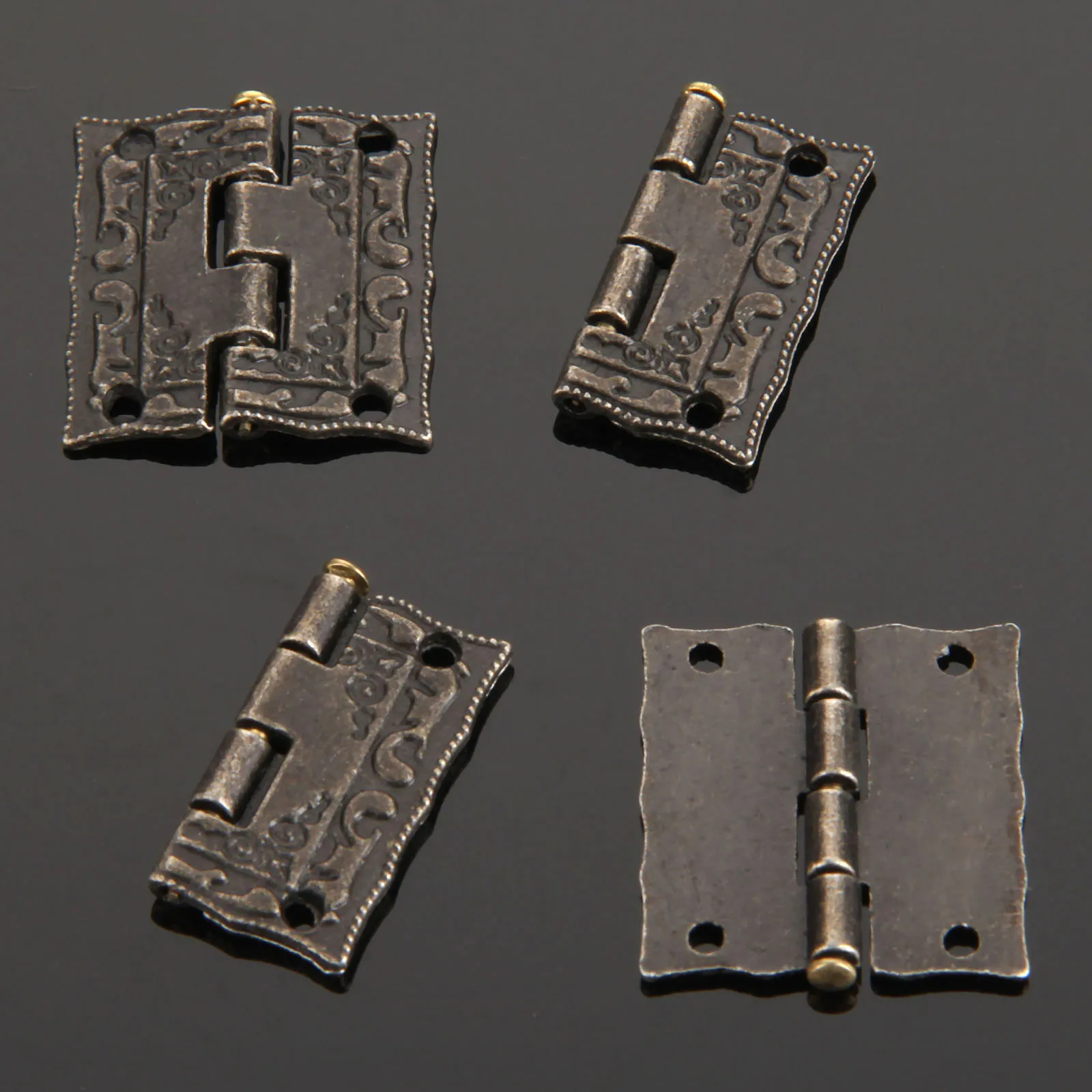 4Pcs Vintage Jewelry Boxes Small Hinge Antique Bronze Cabinet Hinges Furniture Accessories Furniture Fittings With Screws