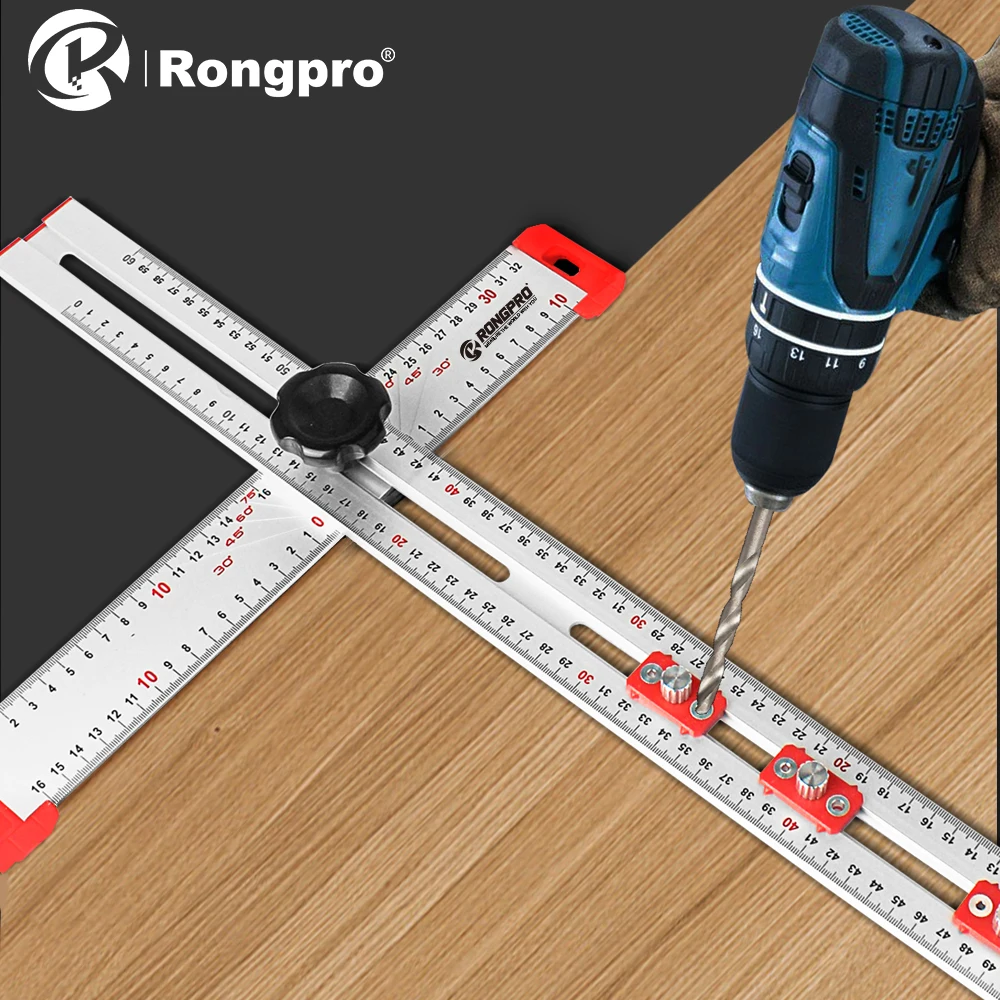 Rongpro Multifunctional Combination Angle ruler, Aluminum Alloy Woodworking Movable Marking Ruler, T-shaped Ruler, T-shaped Rule