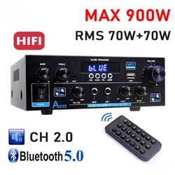 Auto-partner HiFi Audio Amplifier Digital Bluetooth AMP RMS 70W+70W Channel 2.0 Inputs FM Radio AK55