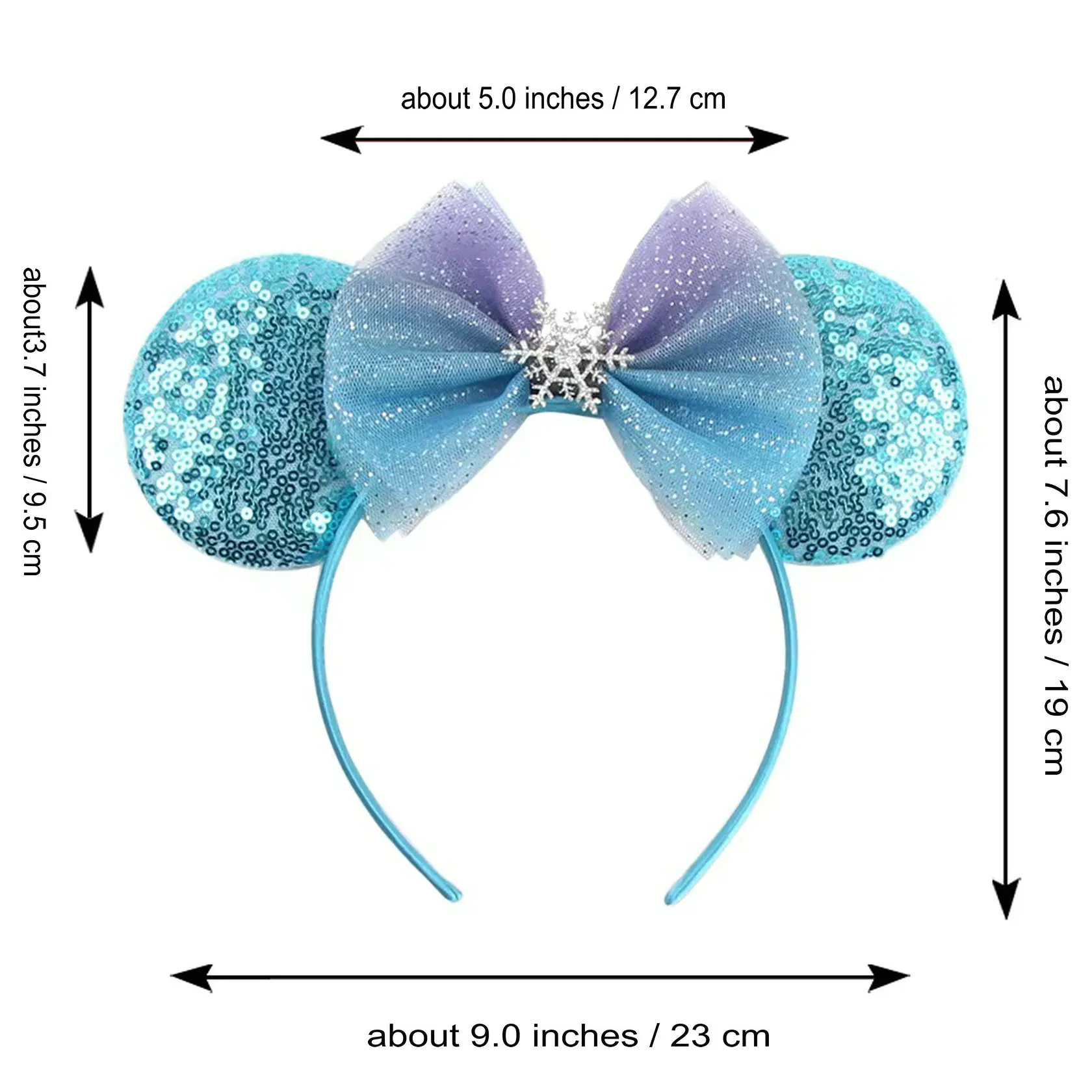 NEW Frozen Snowflake Mouse Ears Headband Girls Boys Sequin 5\