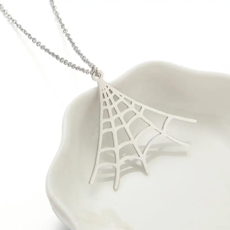 Spider Web Gothic Pendant Diy Necklace Handmade Jewelry Halloween Cosplay Stainless Steel Chain Necklace Choker Desinger Charms