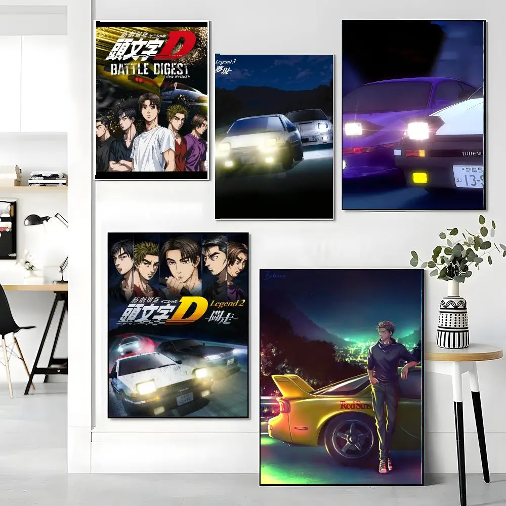 anime I-Initial D-D Painting Calligraphy Boho Botanical Decor for Living Room Elegant Home Style