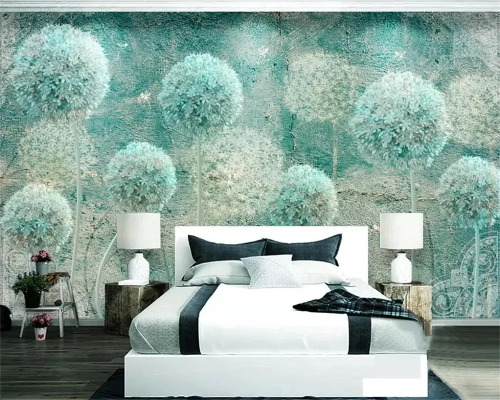 Custom wallpaper 3d murals European vintage abstract dandelion background wall living room decorative painting papel de parede