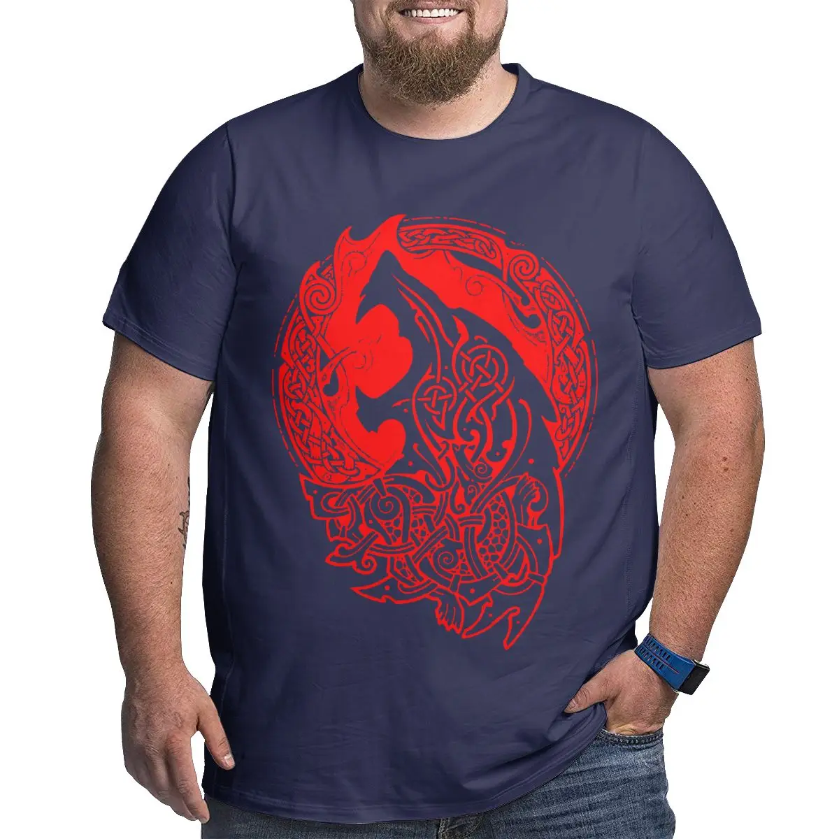 

Odin Norse Graphic T Shirts for Big and Tall Men Big Size Men's T-shirt Navy Blue Cotton Short Sleeve Top Tees Clothing 1x-6x