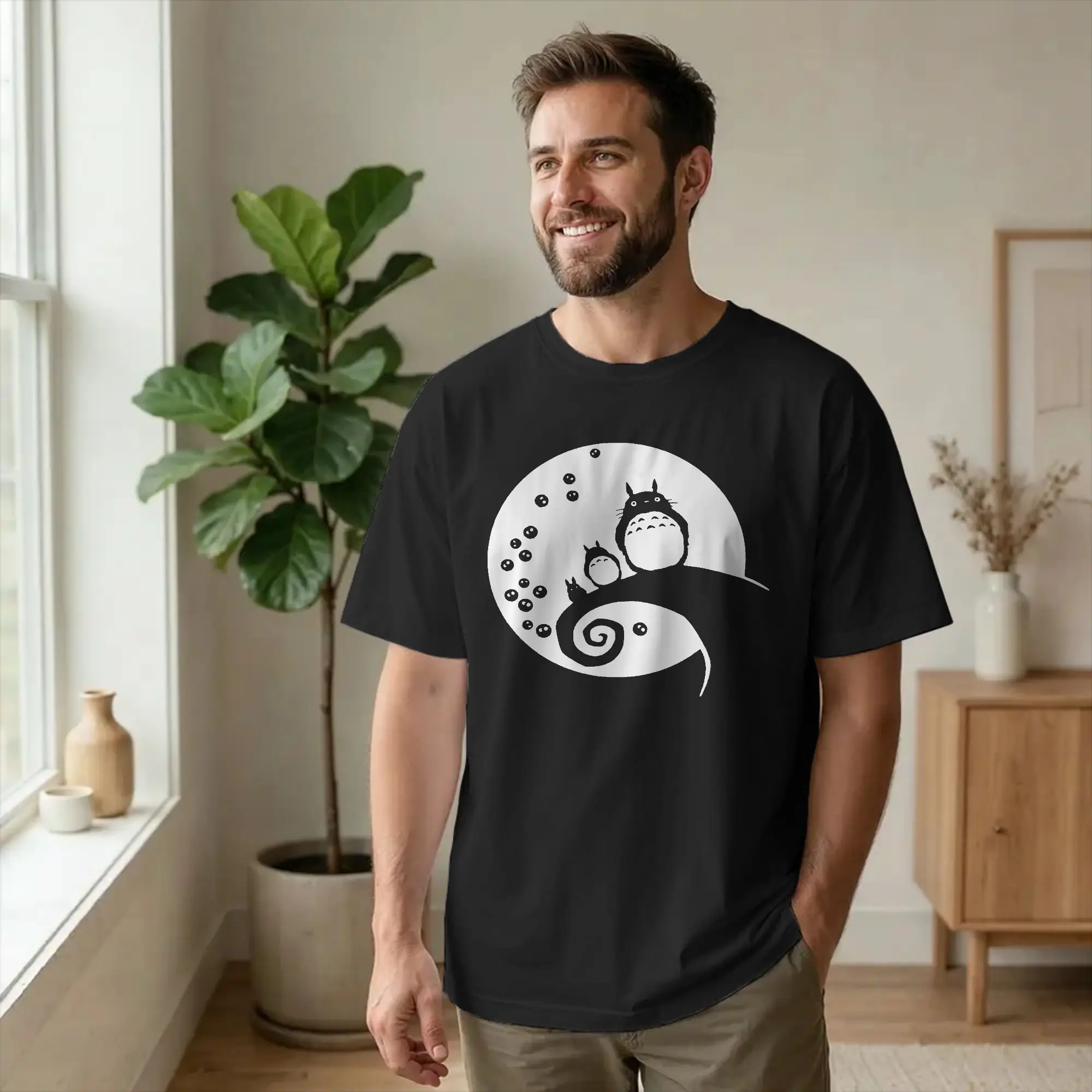 Hayaos Miyazakis Before Christmas T-Shirts Men Women  Vintage Pure Cotton Tee Shirt Short Sleeve T Shirt Printed Clothes