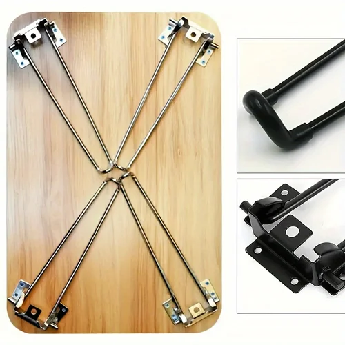 Imagen 2 del producto Almohadillas para patas de mesa con pasador de pelo de metal plegable de alta resistencia para proyectos de bricolaje y muebles para el hogar, resistentes, plegables y de montar ﻿