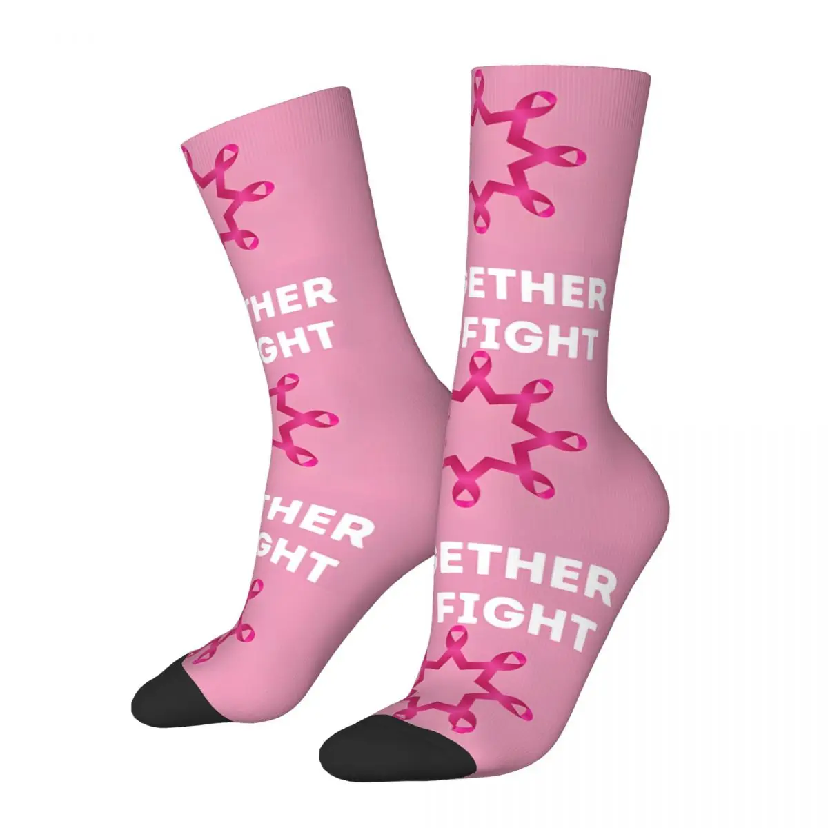 Crazy compression Breast Cancer Awareness Month, Together We Strong Sock for Men Vintage Quality Pattern Crew Sock Casual