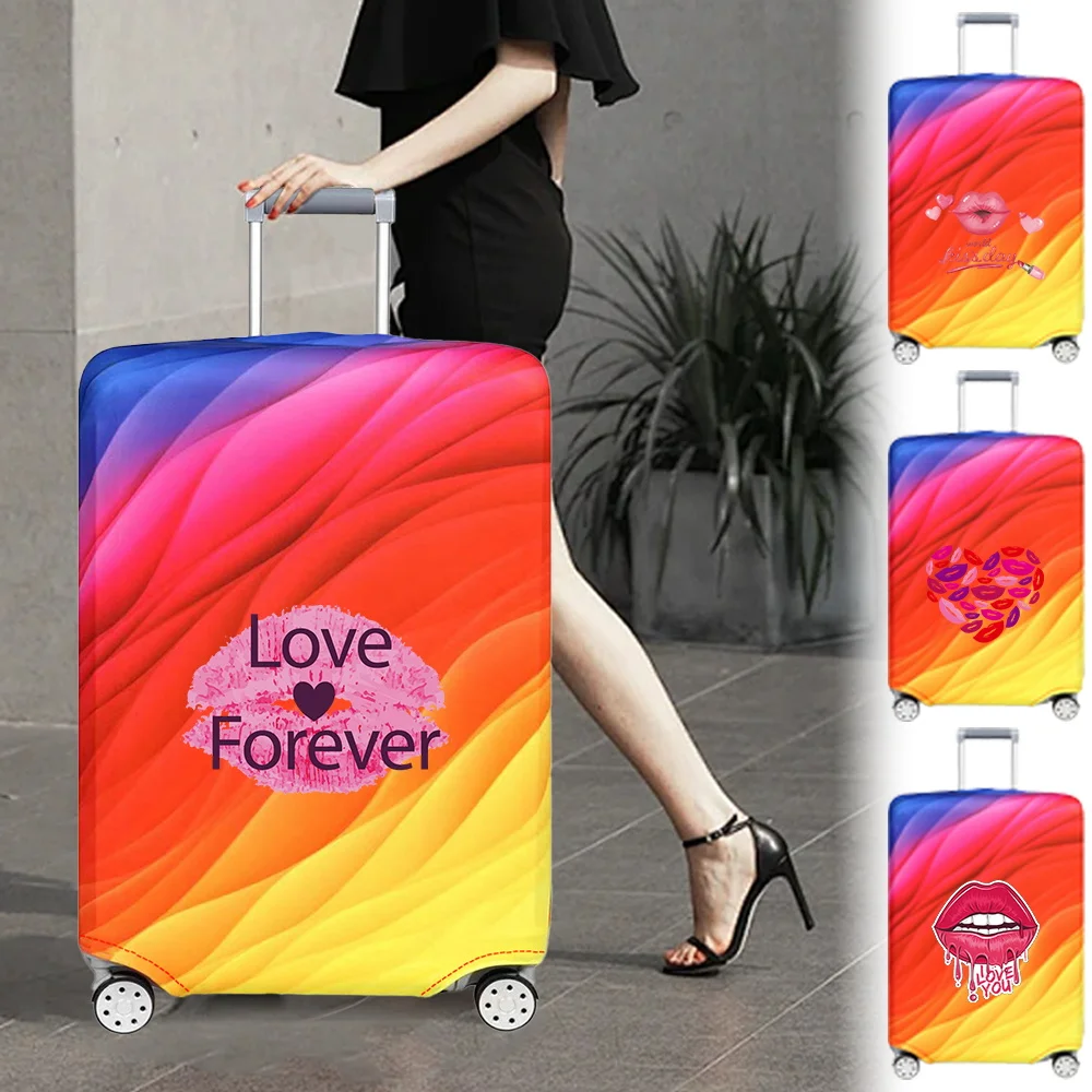 Trolley Box Cover Travel Accessories Mouth Printing SeriesThick Elastic Luggage Cover Protector 18-32inch Stretch Fabric Cover