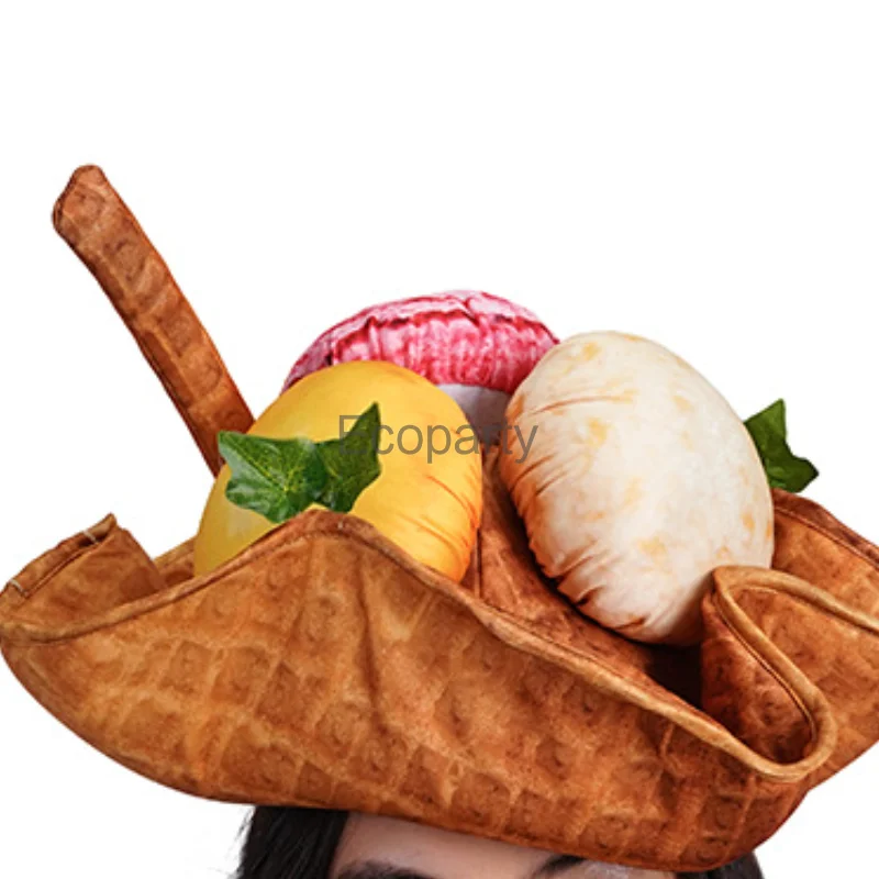 Unisex Food Theme Party Hat, Cachorro-quente, Pizza, Dia das Bruxas, Carnaval, Purim, Festival, Fantasia, Cocar, Acessórios, Adereços, Engraçado, 2024