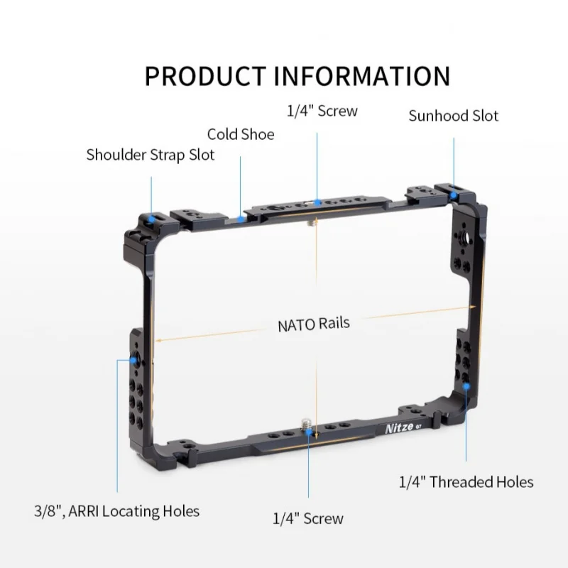 Nitze 모니터 케이지, LS7-G7 선후드 포함, OSEE T7 / G7 7 용