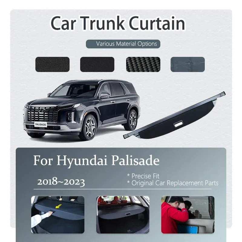 

Car Rear Trunk Curtain Cover For Hyundai Palisade LX2 2018~2023 Retractable Luggage Trunk Rack Partition Shelter Car Accessories