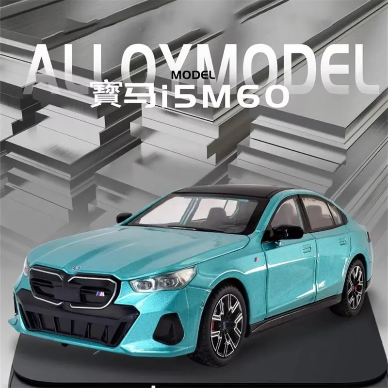 1:24 BMW i5 M60 Coupe Alloy Car Model Diecasts Metal Limousine Pure Electric Vehicles Car Model Simulation Sound Light Kids Gift