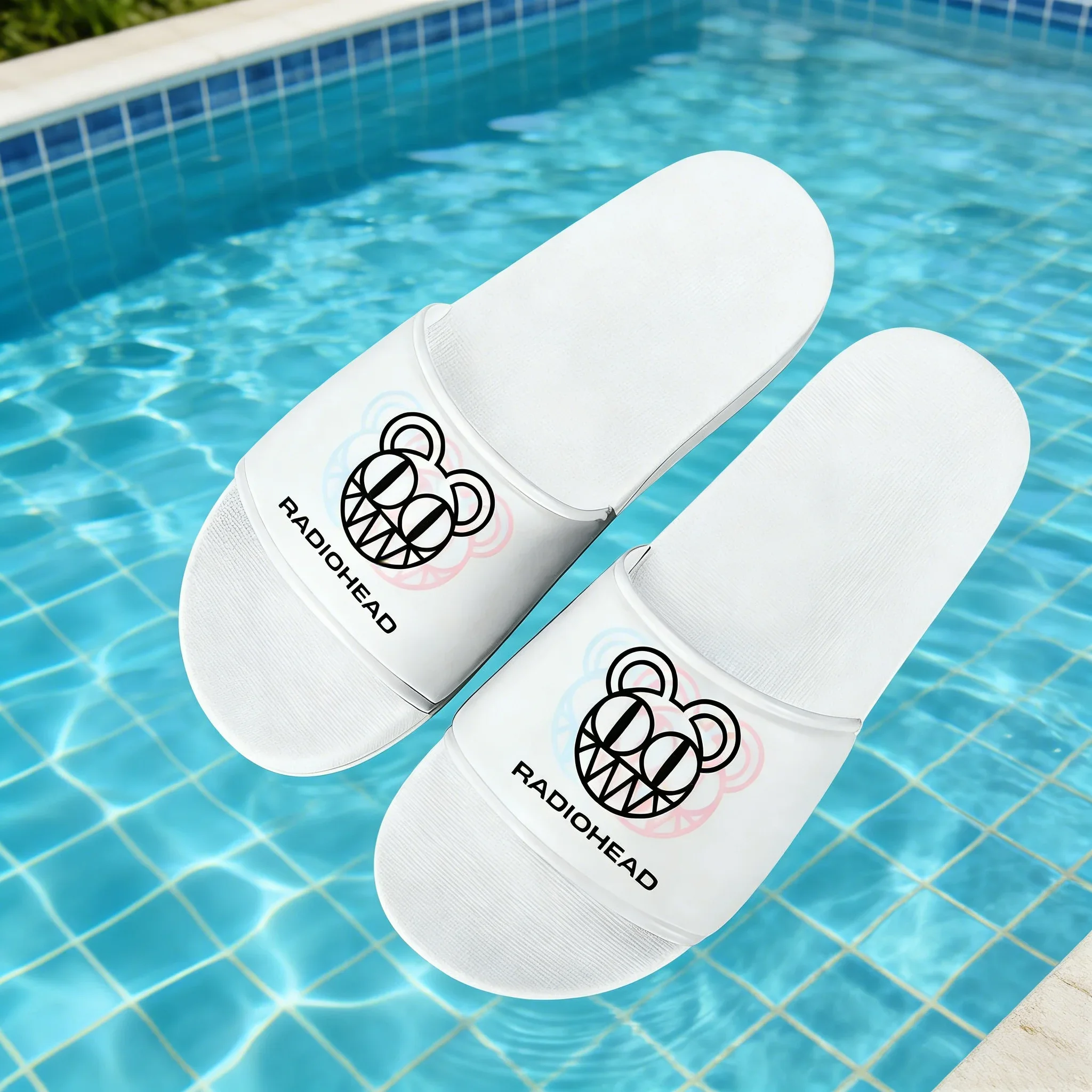 Radiohead Rock Band Indoor Customized Summer Slippers for Mens and Womens Suitable for Bathroom Beach Pool White