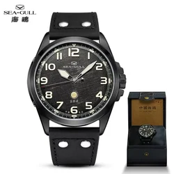 Seagull 43mm Pilot Watch Vintage Military Enthusiasts Men's Automatic Mechanical Watches Nylon Strap Luminous 10Bar 6107