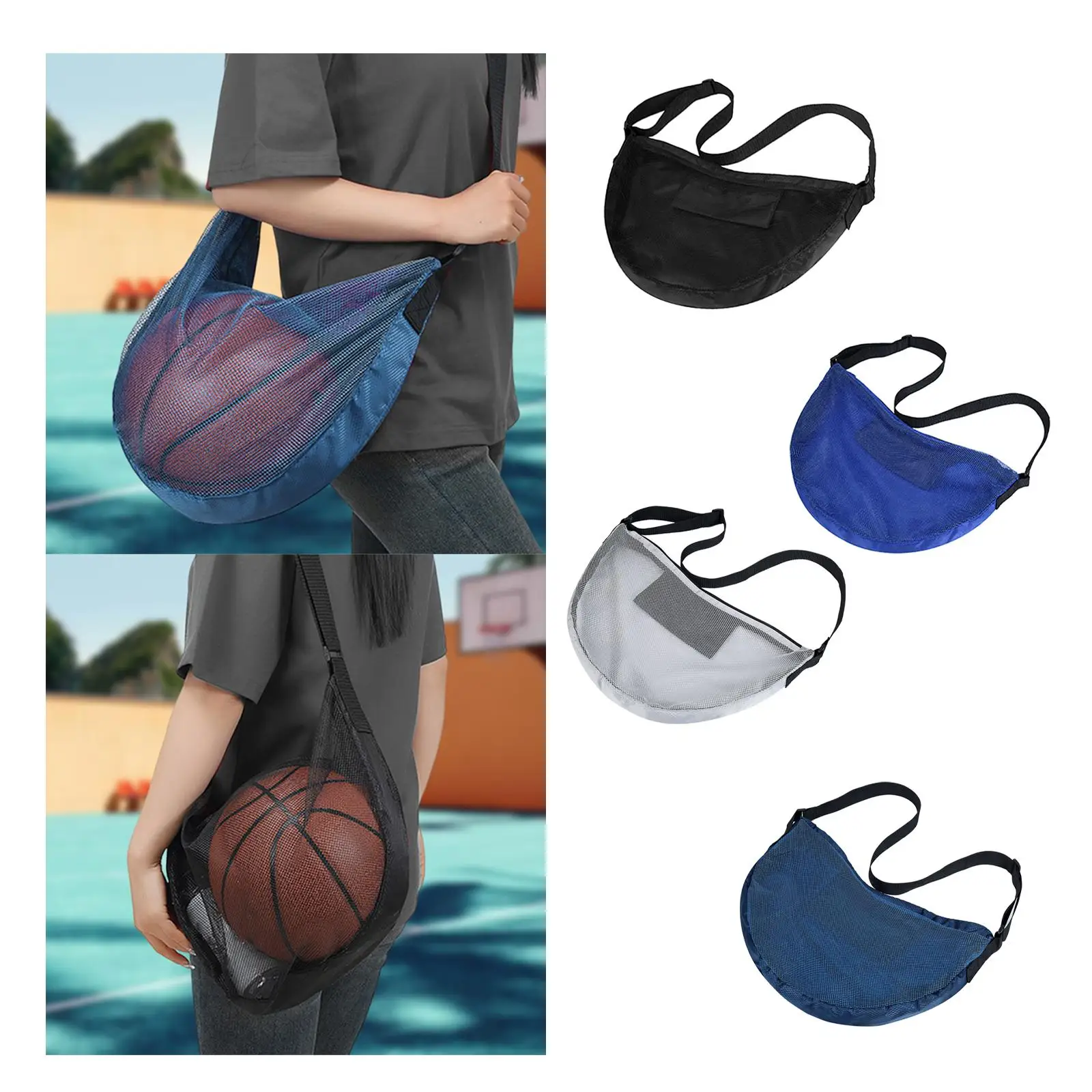 

Basketball Net Carry Bag Portable with Pocket Ball Holder Scratch Resistant with Adjustable Shoulder Strap Ball Bag Mesh