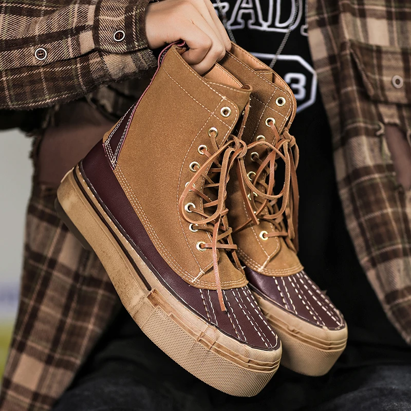 

Men's Boots Handmade Retro Men Ankle Boots Luxury High Quality Leather High-top Shoes Fashion British Style Men Motorcycle Boots