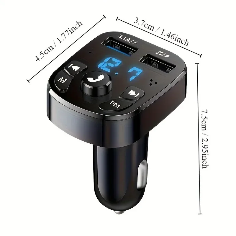 1 قطعة سيارة MP3 سيارة لاسلكية بلوتوث FM الارسال Aux يدعم QC3.0 شحن ثلاثة أضعاف وباس مشغل موسيقى الصوت